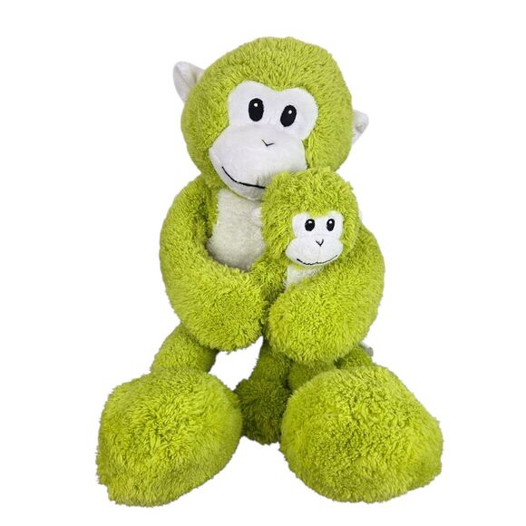 Set of 2 Pier 1 Imports Green Monkey Max Plush Ape Gorilla 21" & 10" - Picture 1 of 15